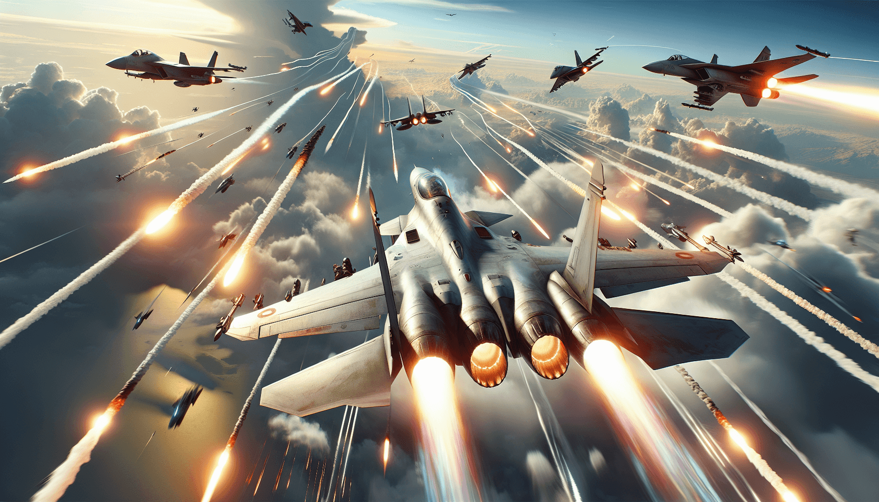 Screenshot of intense air battle in Aviator